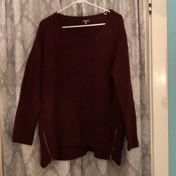 Charlotte Russe Sweaters - Burgundy Side Zip Sweater